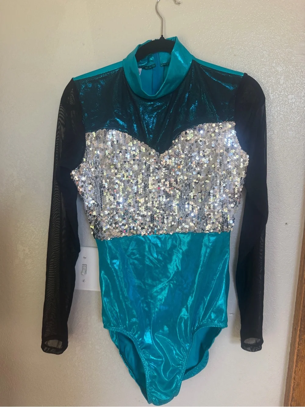 Teal Sequin Girls' Dance Costume Leotard